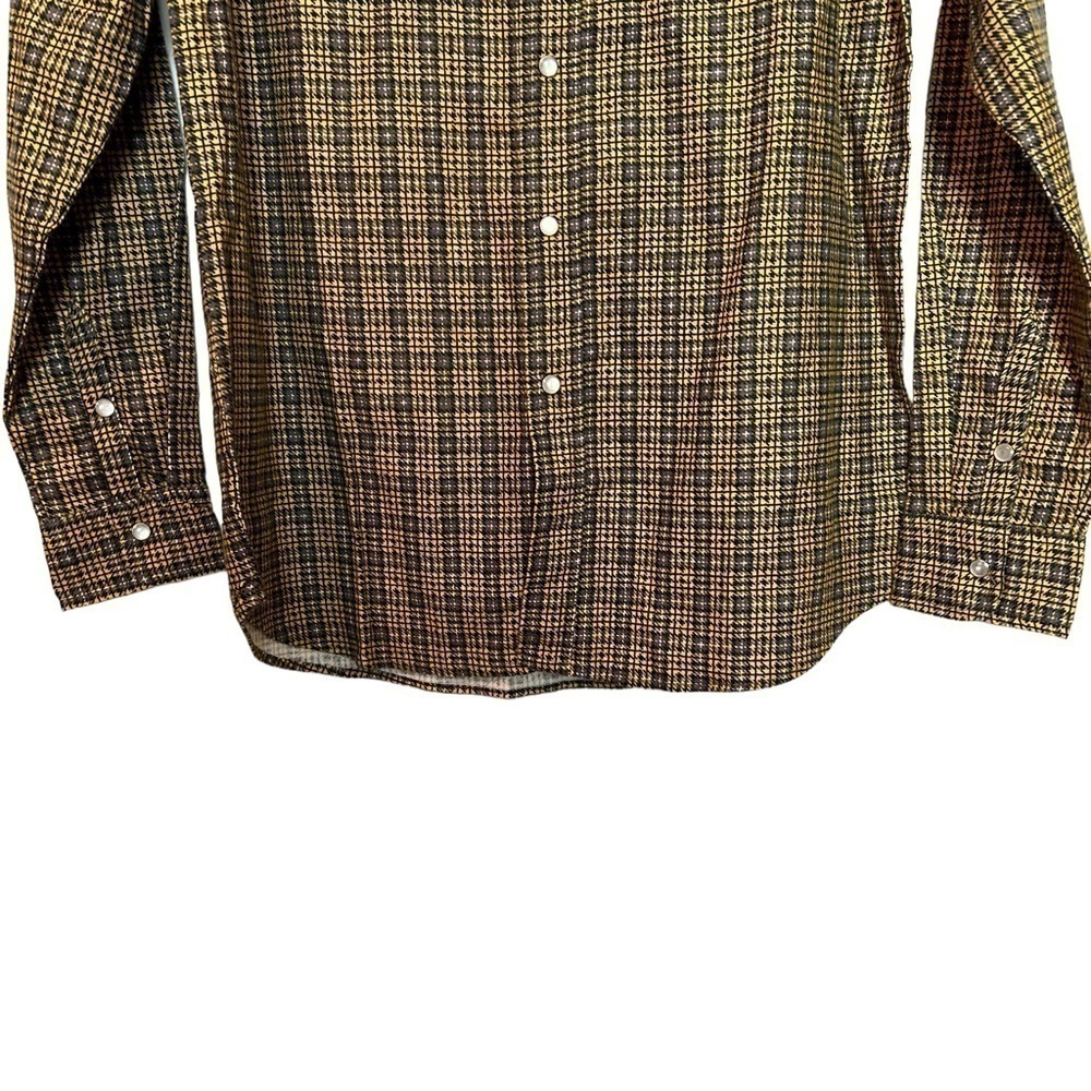 HABAND Mens Quality & Comfort Vintage Pearl Snap Plaid Shirt w/ Pearl Snap Cuffs - Picture 2 of 11